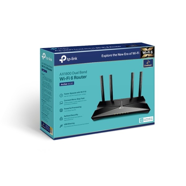 TP-Link Archer AX20 AX1800 Dual-Band Gigabit Wi-Fi 6 Router